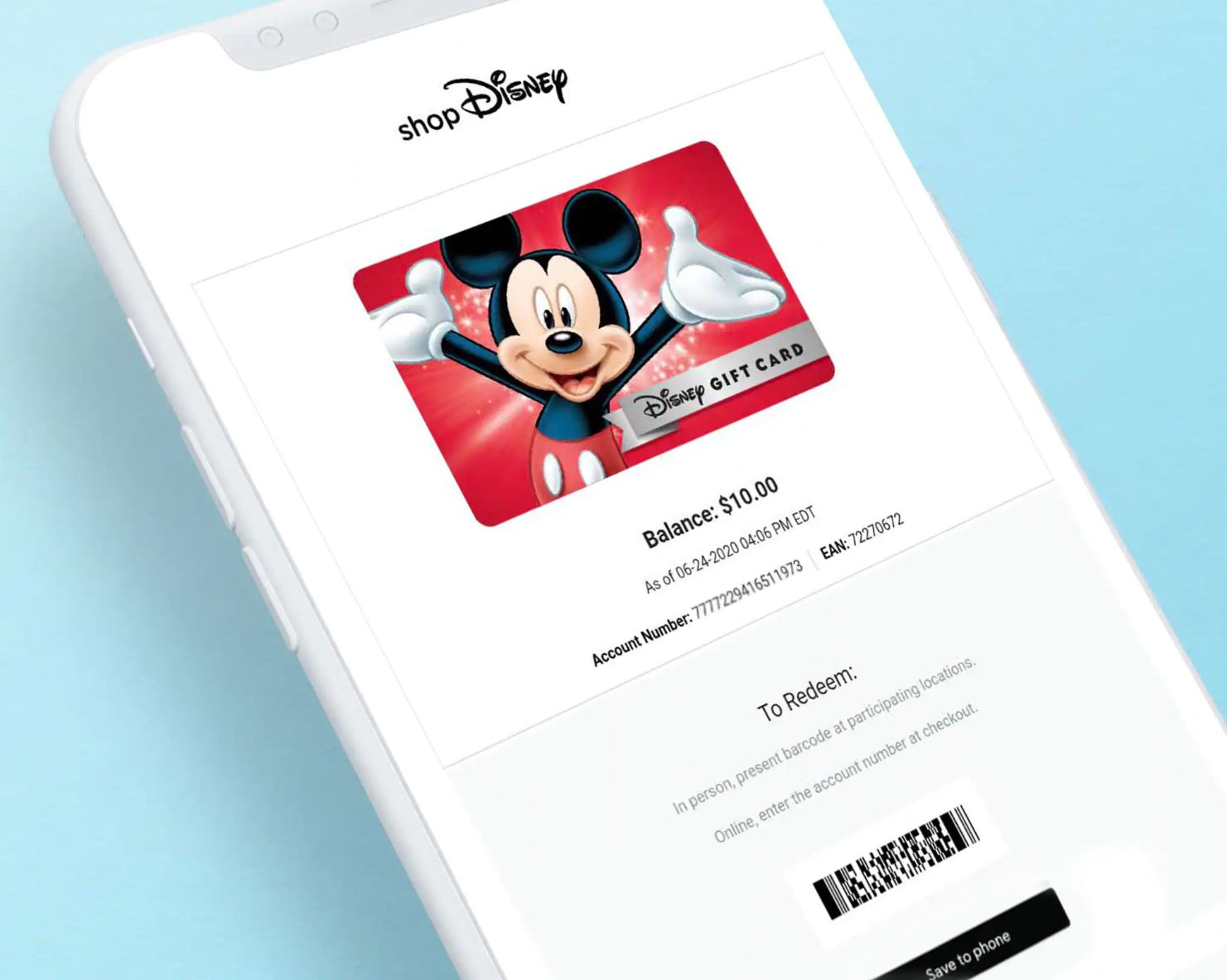 Disney Gift Card